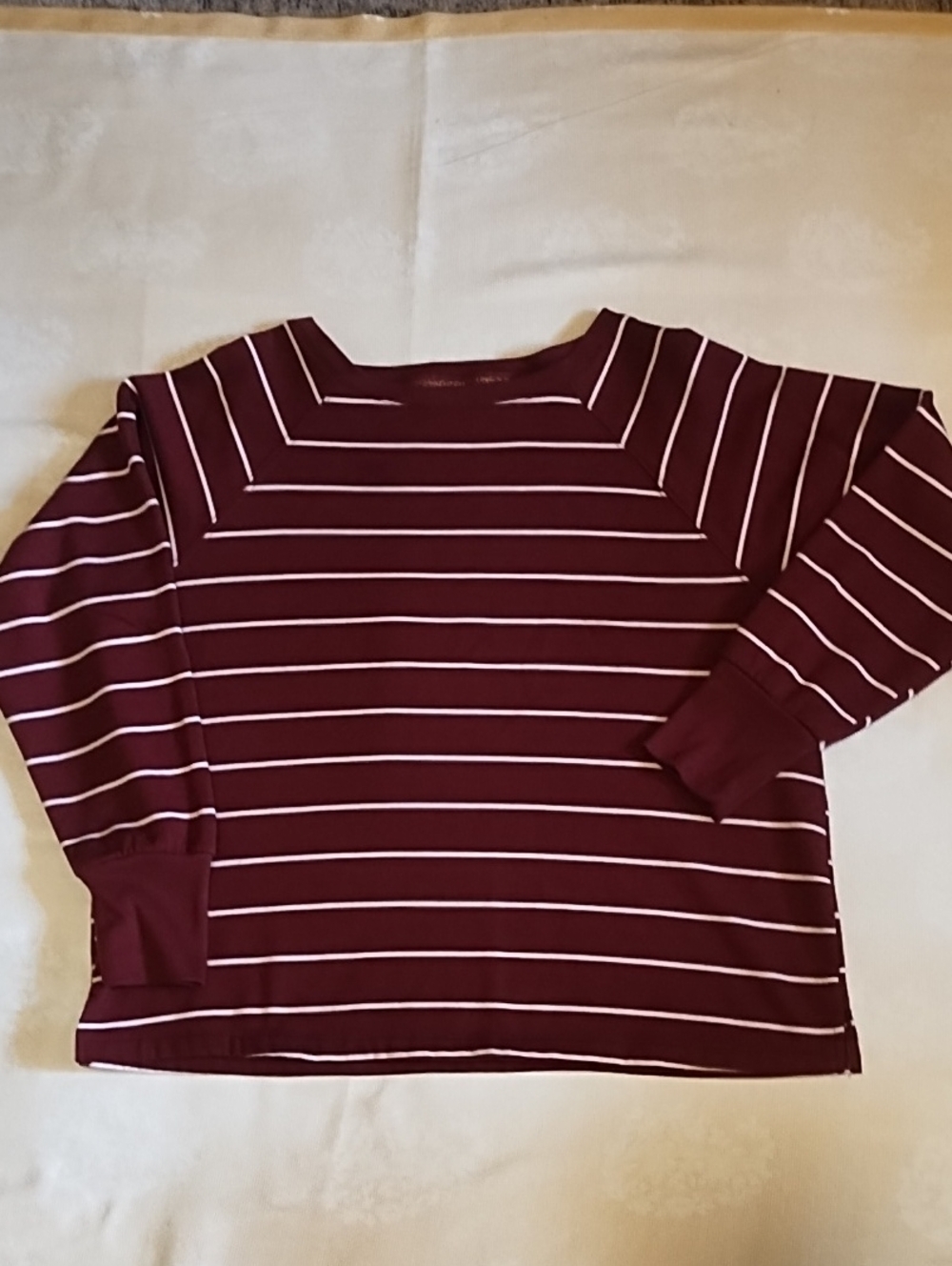 Stars Above VGC Large Women’s Striped Long-Sleeve Boatneck Top - Burgundy